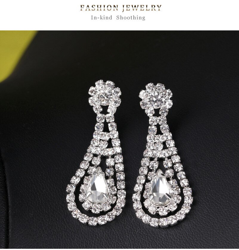 Klassische Kristall Lange Ohrringe für Frauen Schmuck Klar Farbe Strass Hochzeit Partei Baumeln Ohrringe Bräute