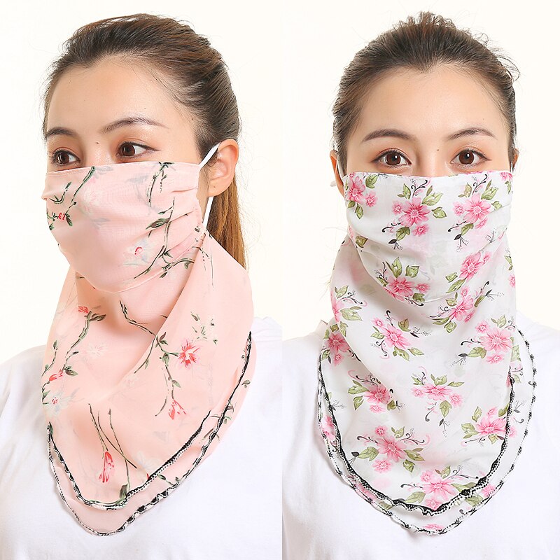 Women Choffin Face Mouth scarf Sun Protection Scarves Neck Cover Solid Hiking Riding Ring Wraps Desiner Print