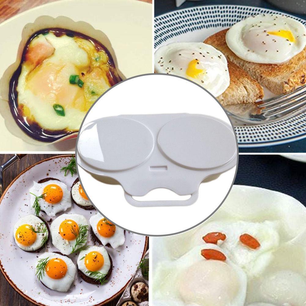 Caja de plástico para huevos fritos para microondas, recipiente para dos huevos, olla para tortillas, olla, vaporera de almacenamiento para el hogar, 1 unidad