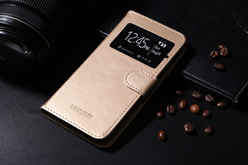 View Window Phone Case Cover For philips xenium v387 Flip leather cases for Philips S257 S326 S318 S327 S318 Xenium S386 Cases: For philips S326 / Gold window