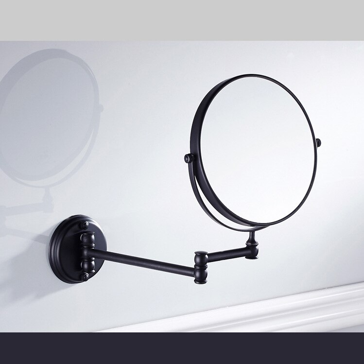 ZOTOBON Bath Mirrors Rotating Antique Copper Retractable 2 Face Bathroom Wall Mirror 3X Magnifying Bath Makeup Round Mirror M191: Black