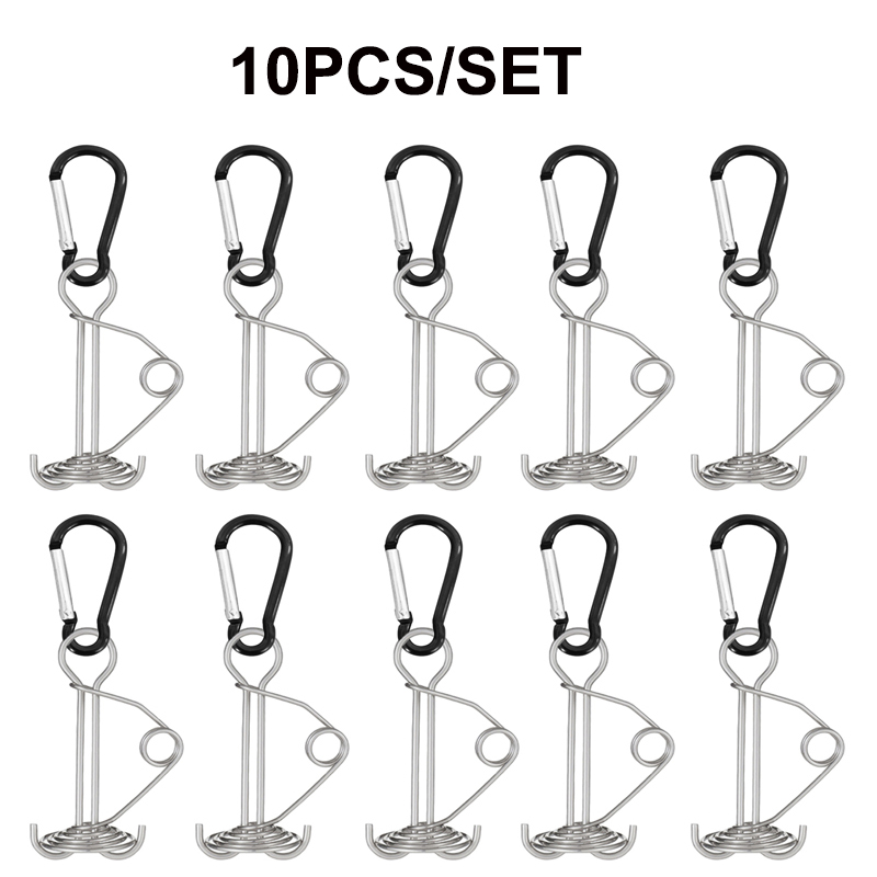Kołek do pokładu ośmiornicy w kształcie spirali z karabińczykiem, klamry do liny wiatrowej, paliki do namiotu, kołek do deski sprężynowej, 5 szt., 10 szt.: Niebieski