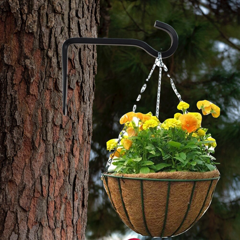 2 stk smedejern metal vægmonteret hængende lanterne bøjle kurv beslag altan plante blomsterpotte krog