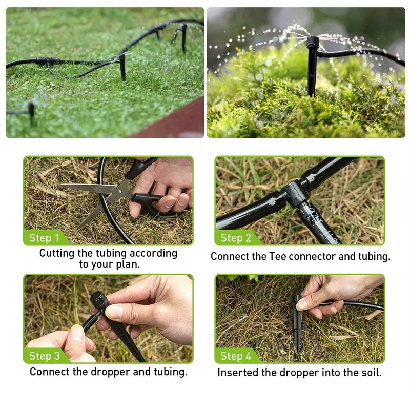4/7mm Hose Drip Irrigation System 360 Degree Adjustable 8 Hole Sprinkler Garden Watering Kit Inserting Ground Micro Flow Dripper