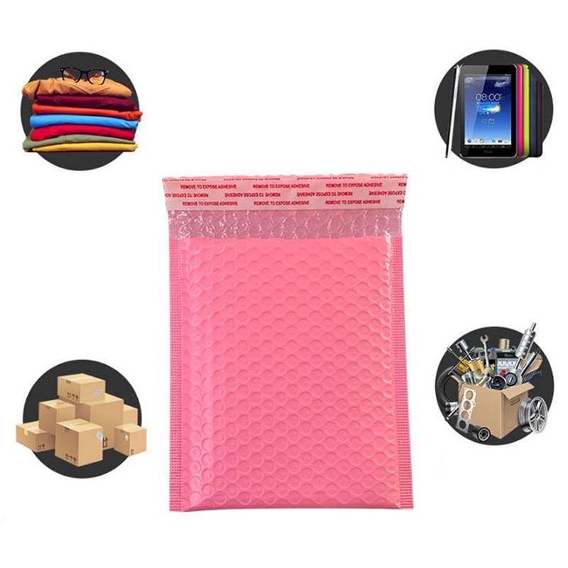 Rosa papper bubbel vadderade brev kuvert påse bubbel post kuvert påse förpackning påsar brevpåsar 10 st/lot