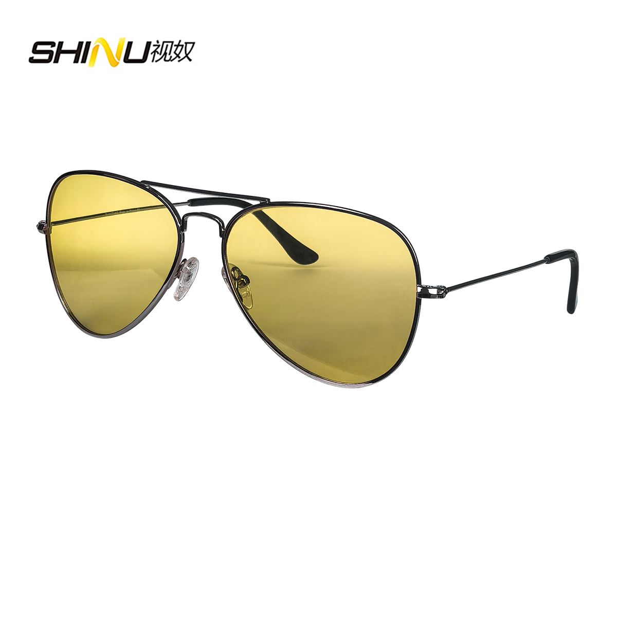Shinu óculos anti-luz azul masculino, lentes laranja, filtro de luz azul, melhor descanso para dormir, armação de metal: Azul / YELLOW