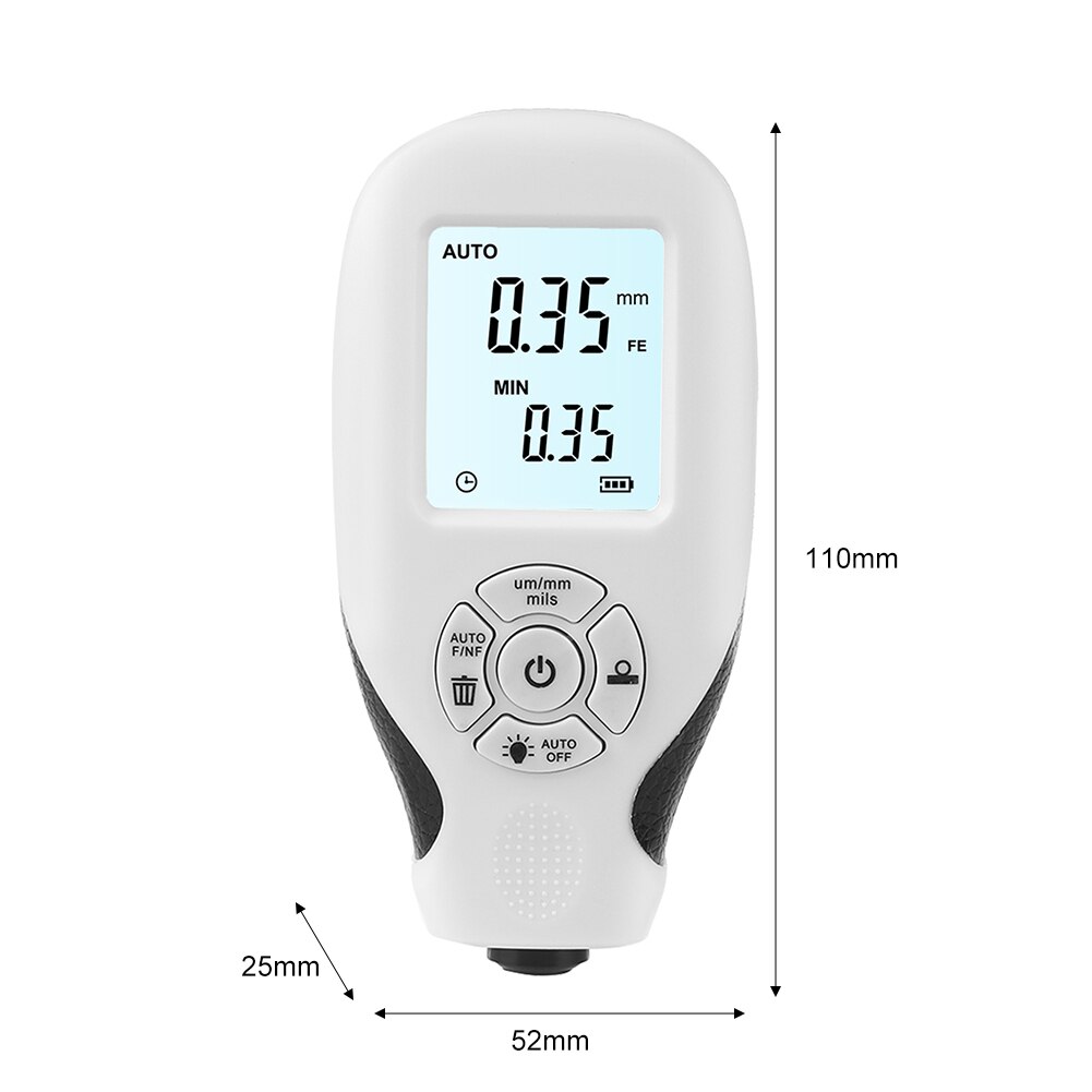 Paint Coating Thickness Gauge Digital Mil Thickness Meter with Backlight LCD Display for Car Automotive Dry Film Thickness Meter