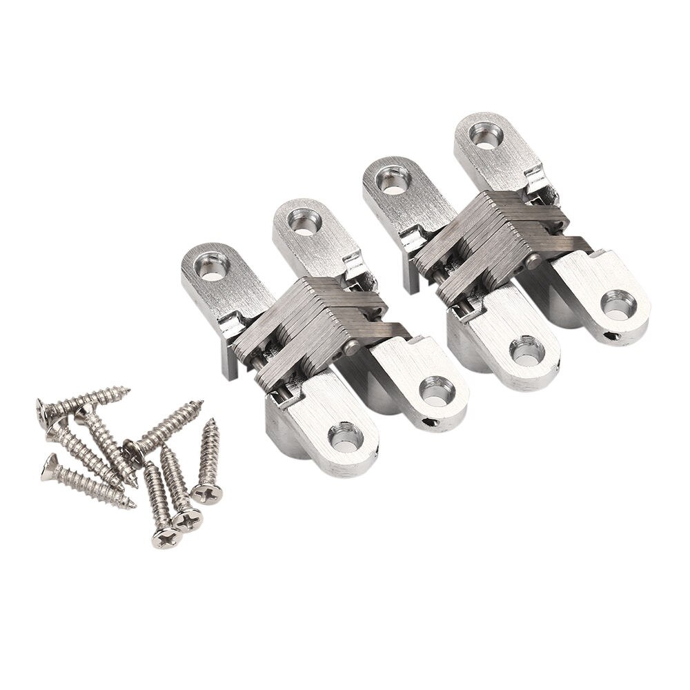 2pcs Stainless Steel Hidden Cross Hinge 60mm Built-in Concealed Cross Heavy-loading Folding Door Hinge Furniture Hardware