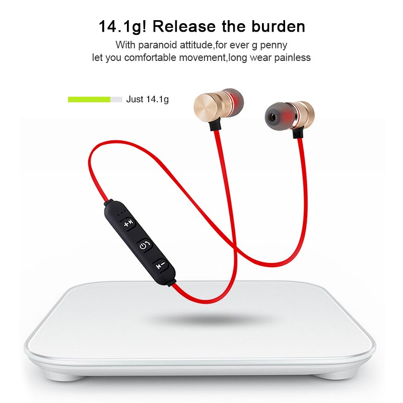 M9 magnetische draadloze bluetooth in-ear hoofdtelefoon oordopjes met microfoon voor smartphone + hoofdtelefoon opbergdoos