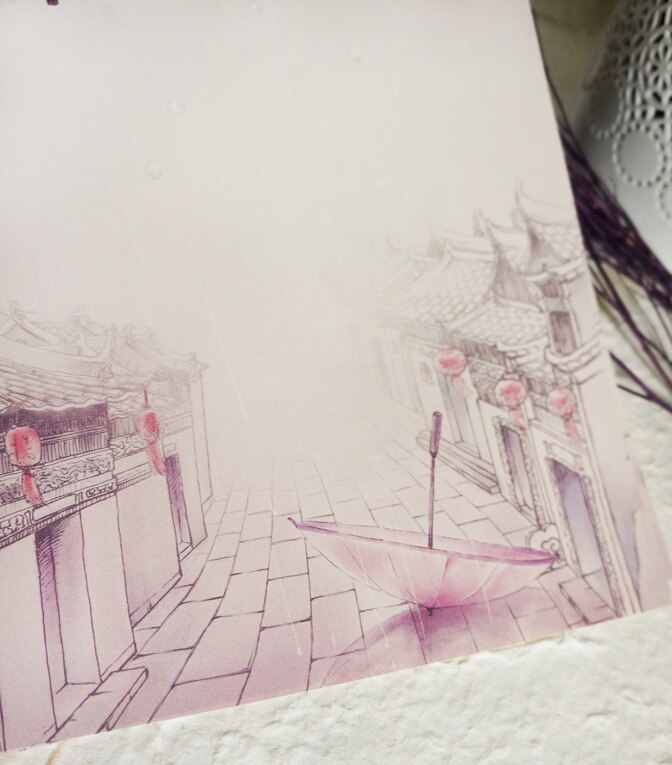 Classic Chinese style aestheticism set letter paper and envelope 8Pcs/set paper for letter writing lettering paper