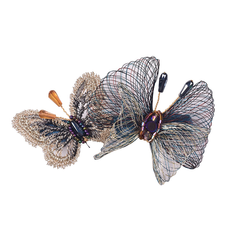 Original Handmade Copper Wire Flower Shape Hair Clips for Women Girls Chinese Style Braided Hair Clips Hair Accessories: Silver