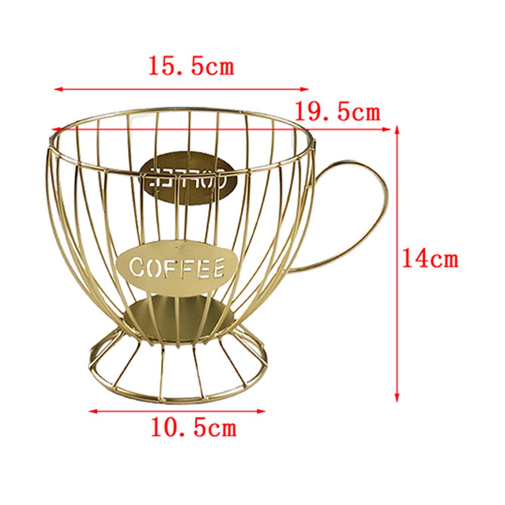 Metal Coffee Capsule Basket Multifunction Hollow Iron Stand Holder Coffee Pods Storage Shelves Rack Home Cafe Hotel Coffeeware: F Gold