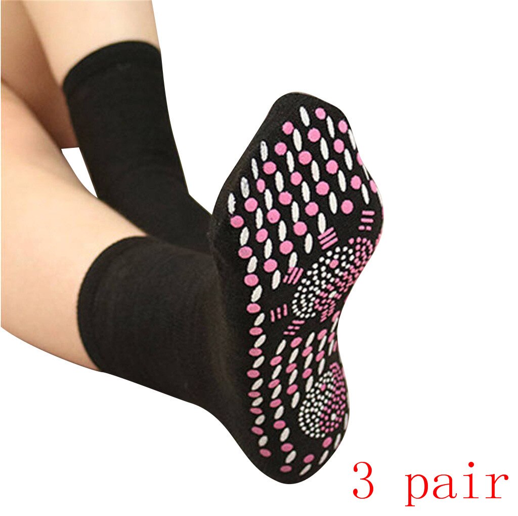 Tourmaline Magnetic Socks - Self Heating Therapy Magnetic Socks Unisex Winter Warm Skiing Snowboarding Hiking Sock: Black 3pair