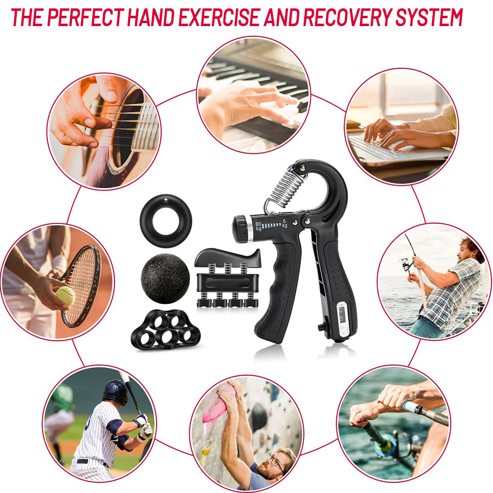 5-60Kg Einstellbare Schwere Hand Greifer Fitness Hand Trainer Griff Handgelenk Ausbildung Finger Greifer Hand Stärker Für Patienten