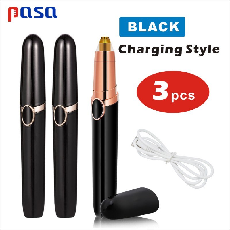 Electric Eyebrow Trimmer/Hair Remover /Mini Eyebrow Shaver Razor for: 3pcs Charging(Black)