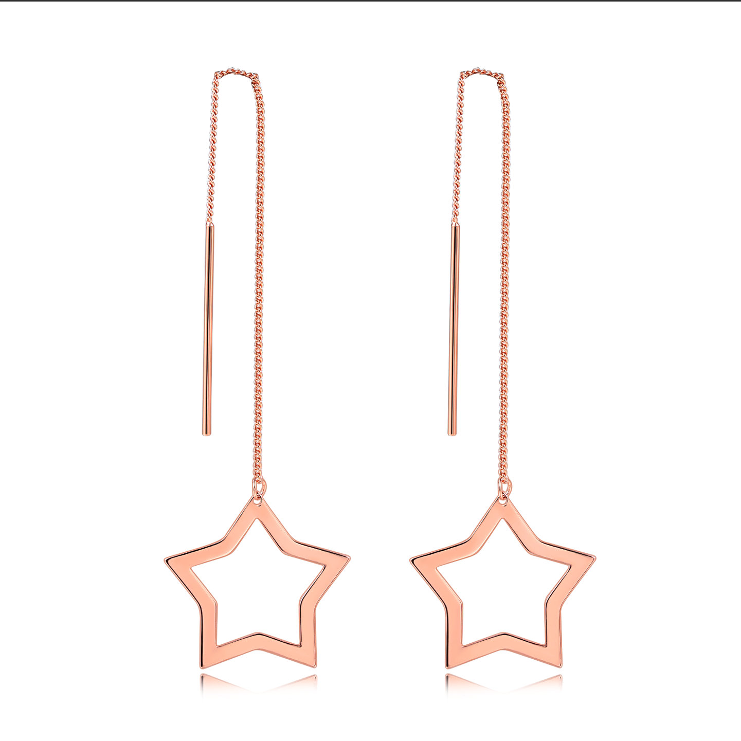 Orecchini pendenti lunghi intrecciati unici per le donne Piercing orecchino di moda a catena in oro rosa con catena per regali di gioielli per ragazze E243: rose gold 765