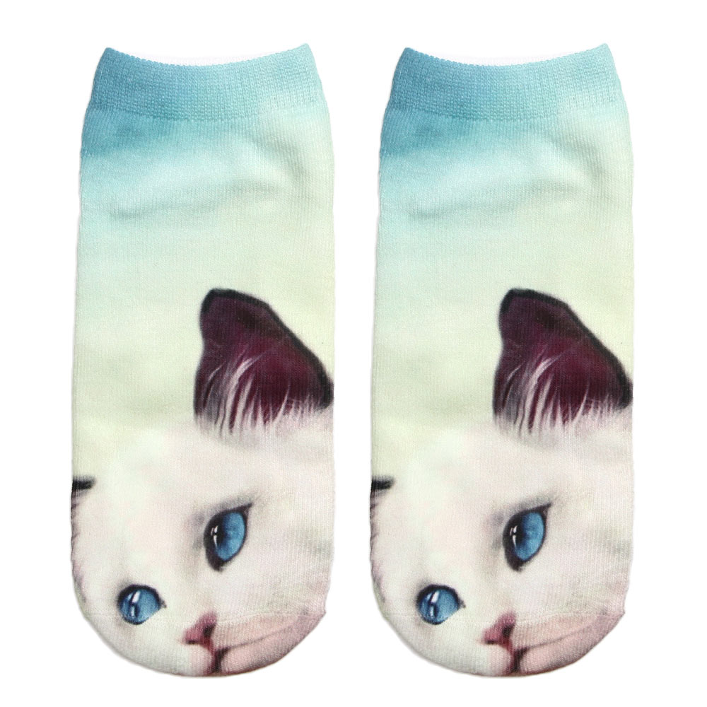 1 Paar Creatieve 3D Kat Patroon Sokken Vrouwen Meisjes Kid Katoen Zachte Korte Sok Cartoon Patroon Boot Sok Enkelsok: grey