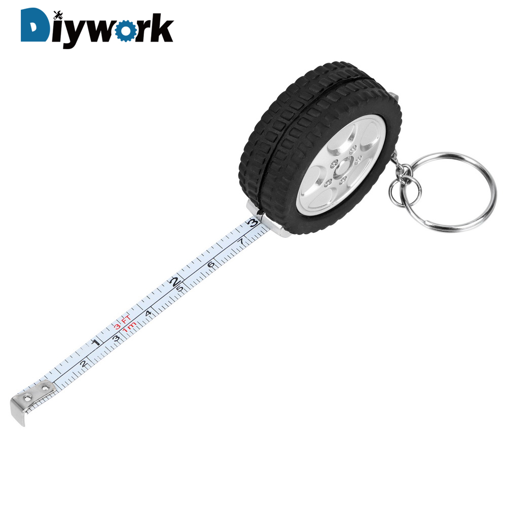 Pyssel mini infällbar tejp nyckelring linjal måttband 1m centimeter/fot syverktyg däckform för resor och camping