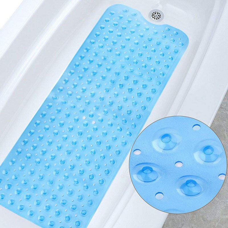 Badmat Extra Lange Douchebak Antislip Met Drainage Zuignappen Wasbare Zuignap Badkamer Anti-Slip Mat H99F: Blue