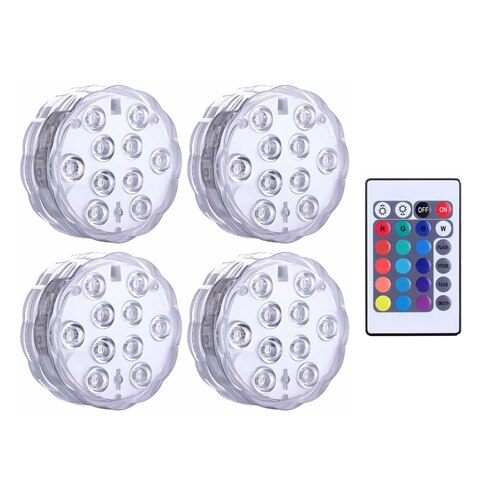 16 Kleuren Onderwater Led Licht Afstandsbediening Dompelpompen Lamp IP68 Waterdichte Outdoor Tuin Zwembad Badkamer Decoratie: 1 controller 4 light