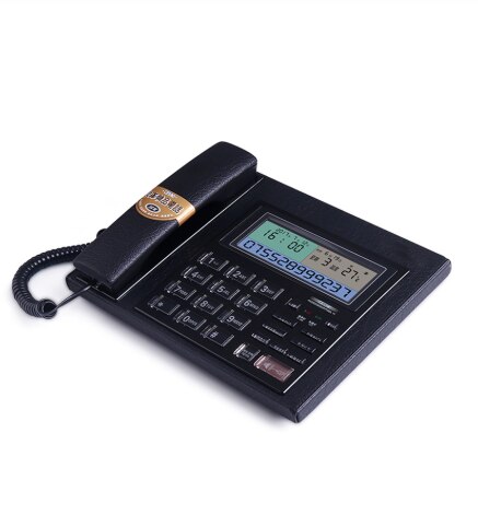 Vaste telefoon van leer, basistype, thuis, zakelijk, kantoor, vaste lijn, handsfree bellen, rapportnummer, vaste telefoon van leer voor thuis
