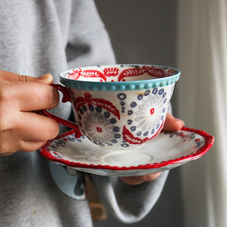 Japansk kop vintage håndlavet keramisk underkop sæt redskabs kop tazas cafe hjemme drinkware  db60bd