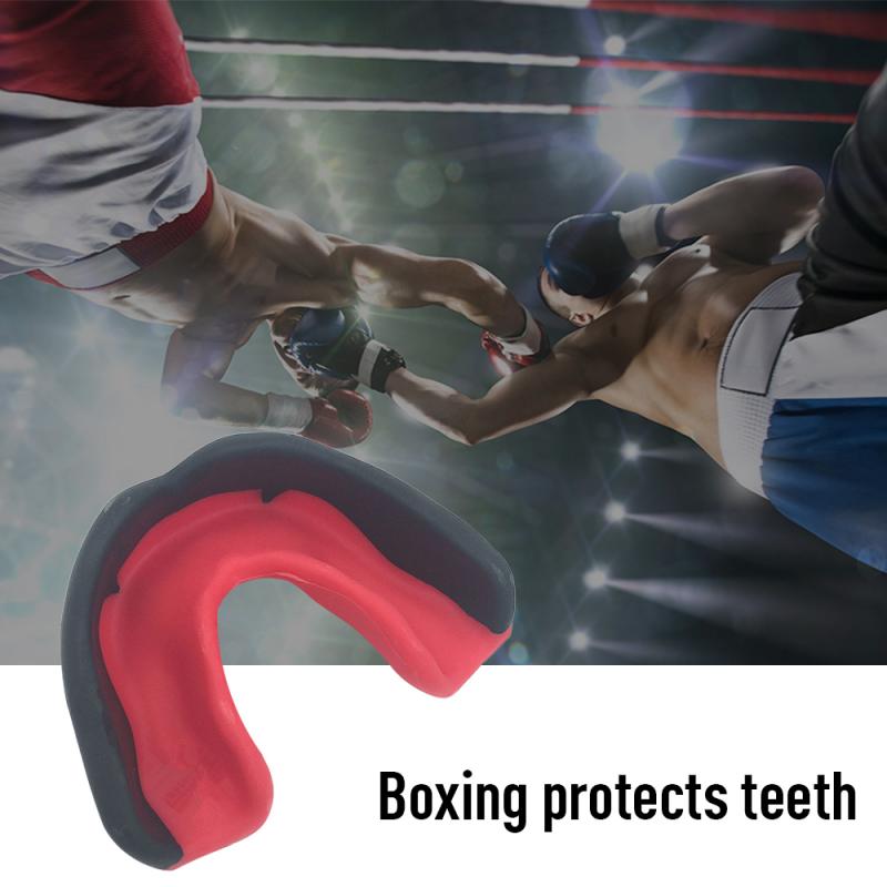 Con la scatola Denti Protector Paradenti Sport Boxing Mouth Guard basket Calcio di rugby Boxe bretelle Resistente PVC dente manica