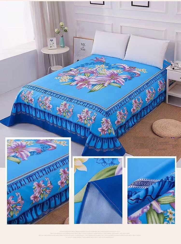 1pc fleur ponçage doux mariage drap de lit grande taille 245x245cm plat drap de lit épaissir double drap de lit pas de taie d'oreiller