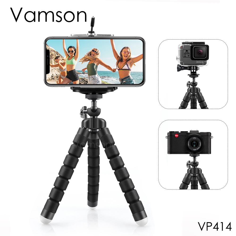 Vamson Mini Statief Voor Smartphone Flexibele Statief Mobiele Telefoon Houder Clip Stand Voor Gopro Hero 10 9 8 7 6 5 4 3 2 Voor Yi VP414