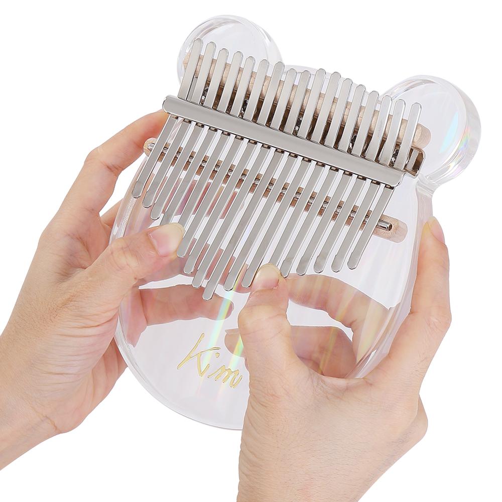 Kalimba-Piano acrílico de 17 teclas para pulgar, instrumento transparente con bolsa para martillo de afinación, Mbira Sanza