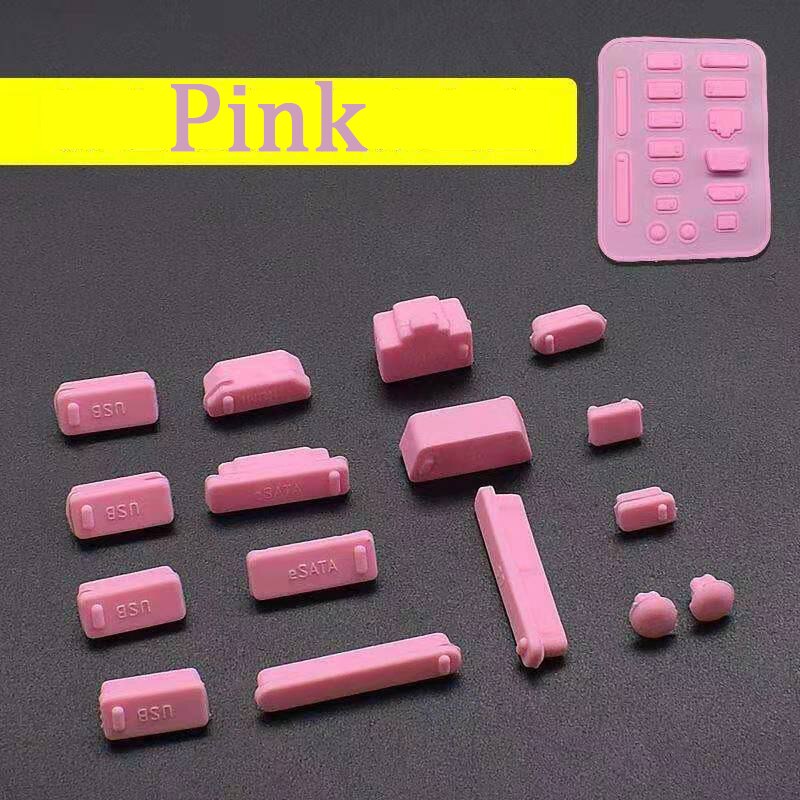 16Pcs Poort Pluggen Stof Stekkers Voor Laptops Beschermen Ultrabook Poorten Van Vuil Stof Siliconen Stofdicht Anti Dust Plug Cover stopper: Pink