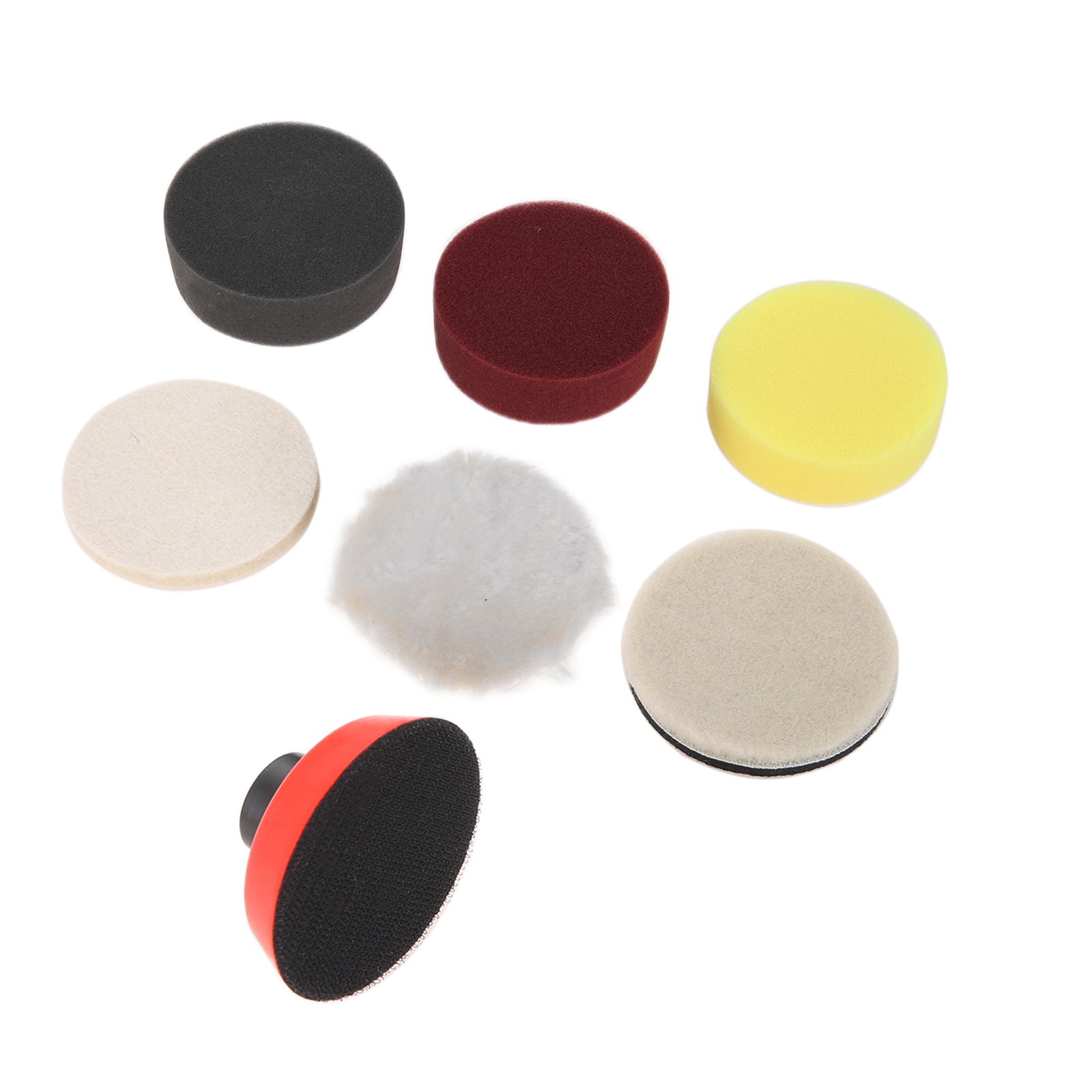 DRELD 7 Pcs 1/2/3 Inch Drill Buffing Polish Pad Polishing Kit with M14 Tray Detail Waxing Sponge Car Buffer Polisher for Polish: 3 inch