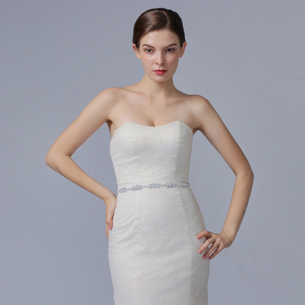 TRiXY S215 Kristall Hochzeit Gürtel Silber Strass Gürtel Hochzeit Kleid Gürtel Braut Schärpe Gürtel Hochzeit Kleid Zubehör