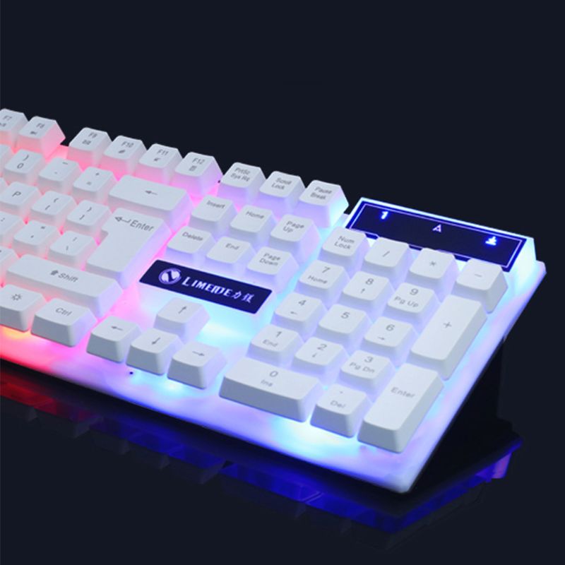 LED Light Gaming Mechanical Feel Keyboard and Wired Mouse Combo Set for Computer PC