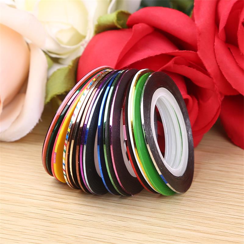 10 Stks/partij Mix Kleuren Rolls Striping Tape Line Nail Art Decoratie Sticker Diy Nail Tips Nail Manicure Gereedschap
