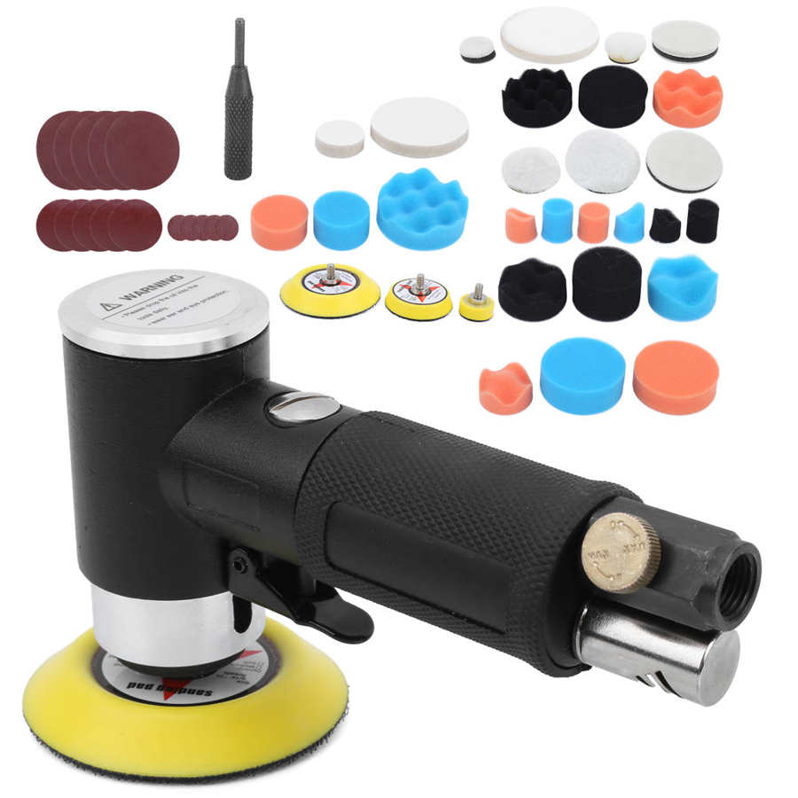 Pneumatic Sander 15000rpm 8CFM 1/4-19NPT Pneumatic Sanding Tool Oscillating Eccentric Pneumatic Sander Machine for Car Waxing