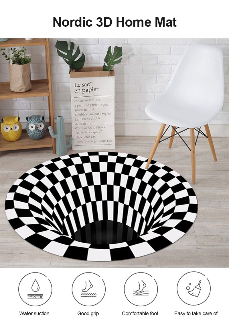 Alfombra de ilusión de vórtice 3D con estampado de remolino, de áreas ópticas, alfombrilla antideslizante para el suelo, felpudo, alfombrillas para el hogar, Alfombra para sala de estar