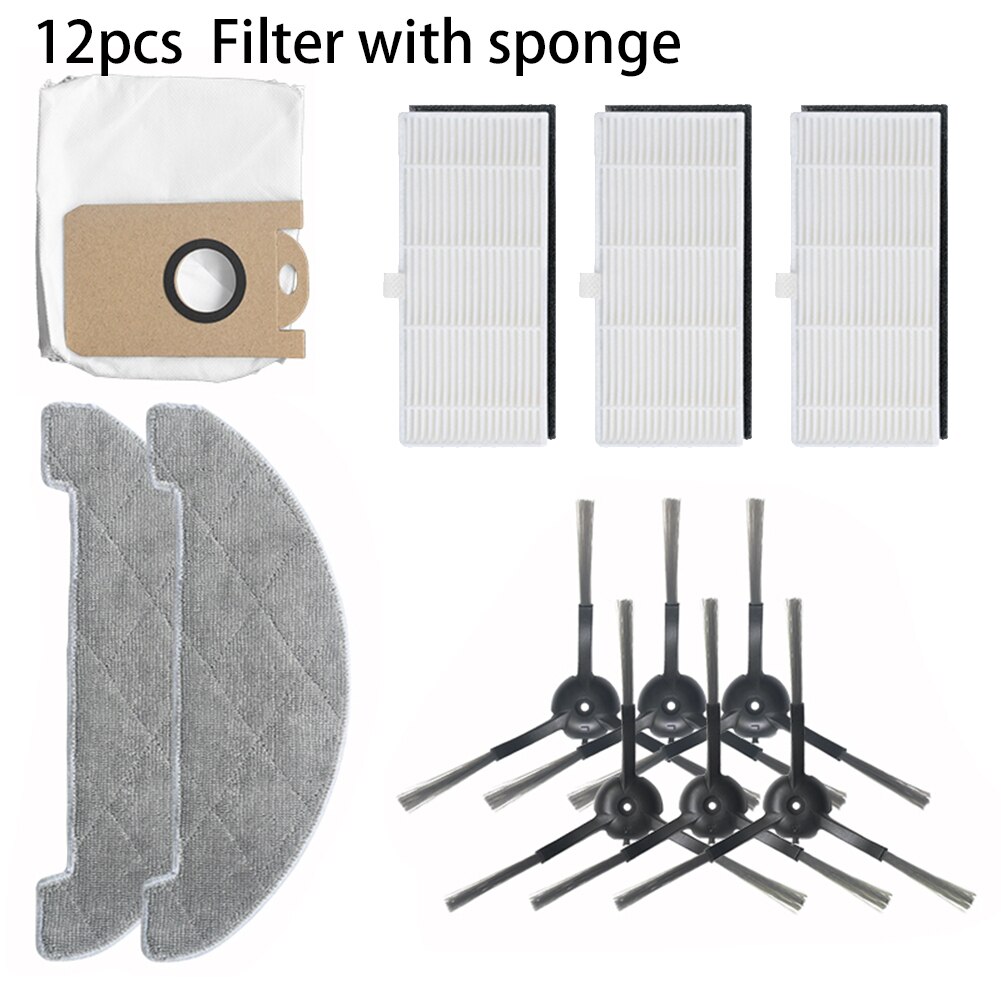 12/15 pièces Kit de lingette filtrante pour proscénic M7 Pro Robot aspirateur maison fournitures de jardin serpillière chiffons filtres sacs à poussière remplacement