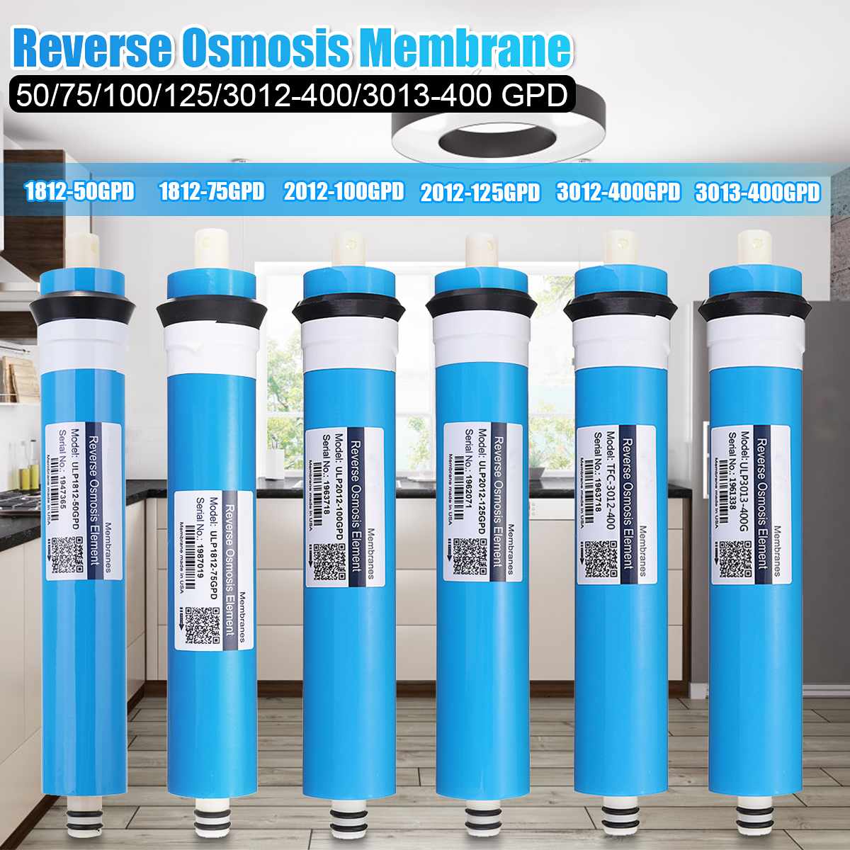50/75/100/125/400 gpd omvendt osmose ro membran vandfilter udskiftning ro vand system filter vand drikker purifier