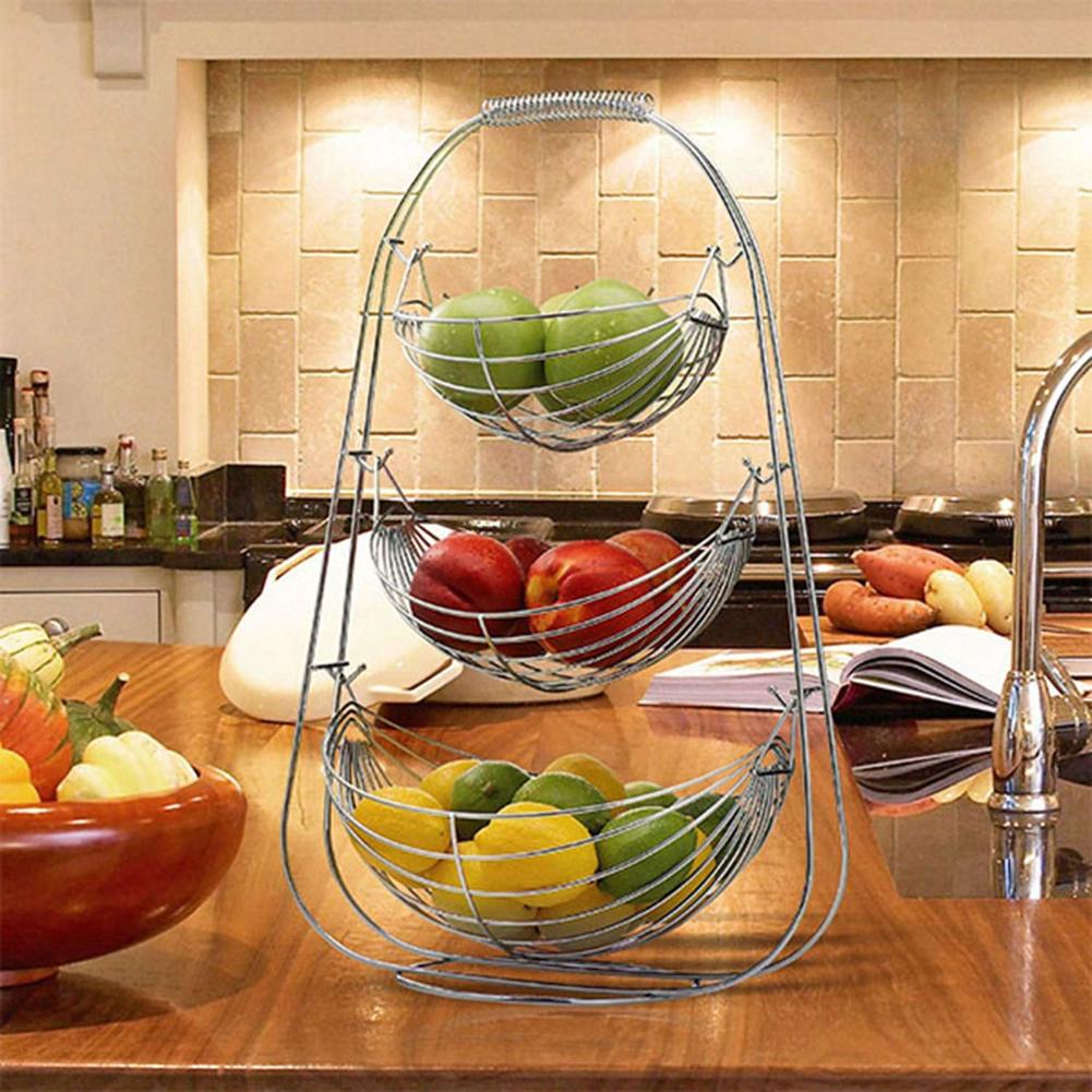 2/3 Tier Plating Iron Art Fruit Rack Keuken Groenten Mand Rvs Wieg Opslag Plank Thuis Aanrecht Kom Houder