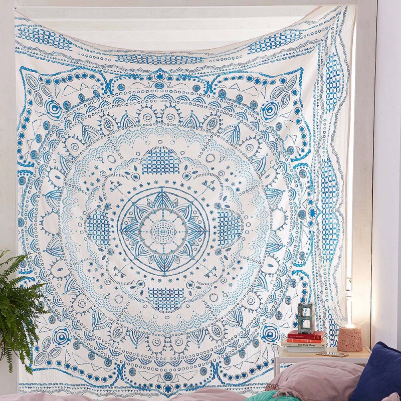 Indian Tapestry Mandala Hippie Bohemian Wall Hanging Flower Psychedelic Tapestry Wall Hanging Decor for Living Room Bedroom