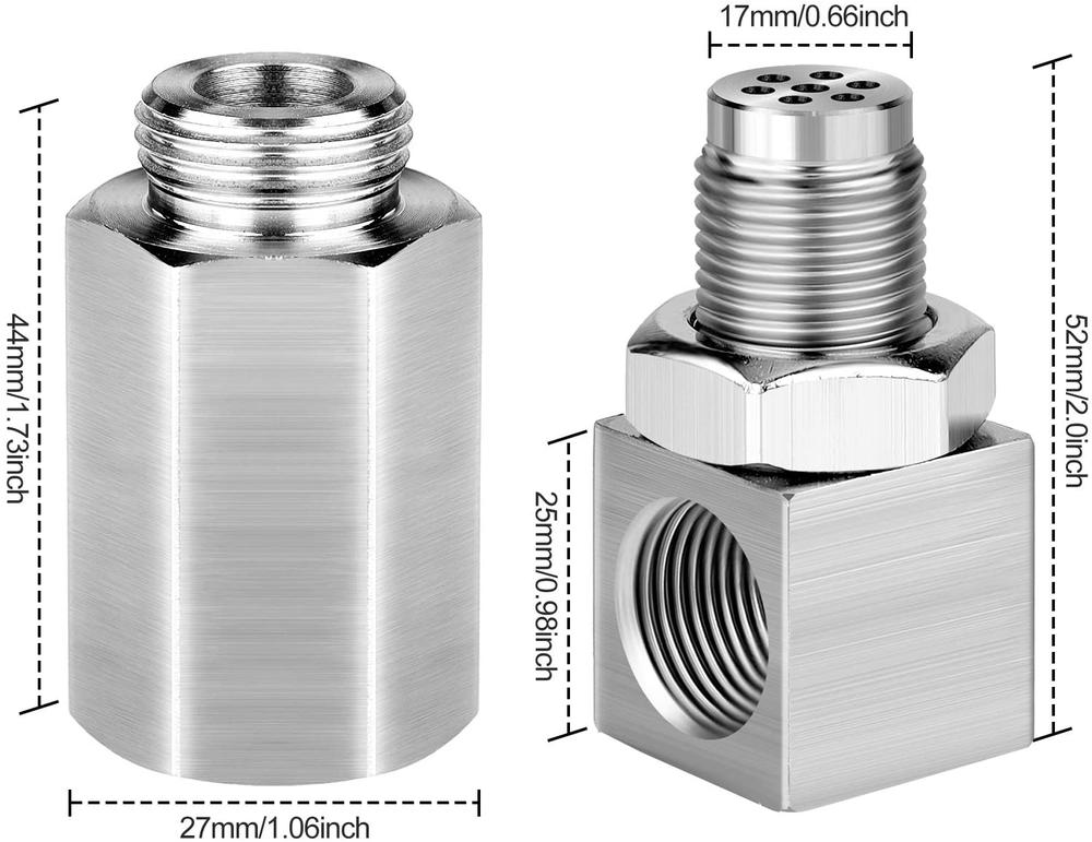O2 Oxygen Sensor Adapter Cel Eliminator Angled Extender Spacer 90 Degree O2 M18x1.5 Bung