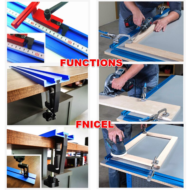 Woodworking Chute Aluminium Alloy T-tracks Model 70 T Slot and Standard Miter Track Stop Track Fence for Workbench Router Table