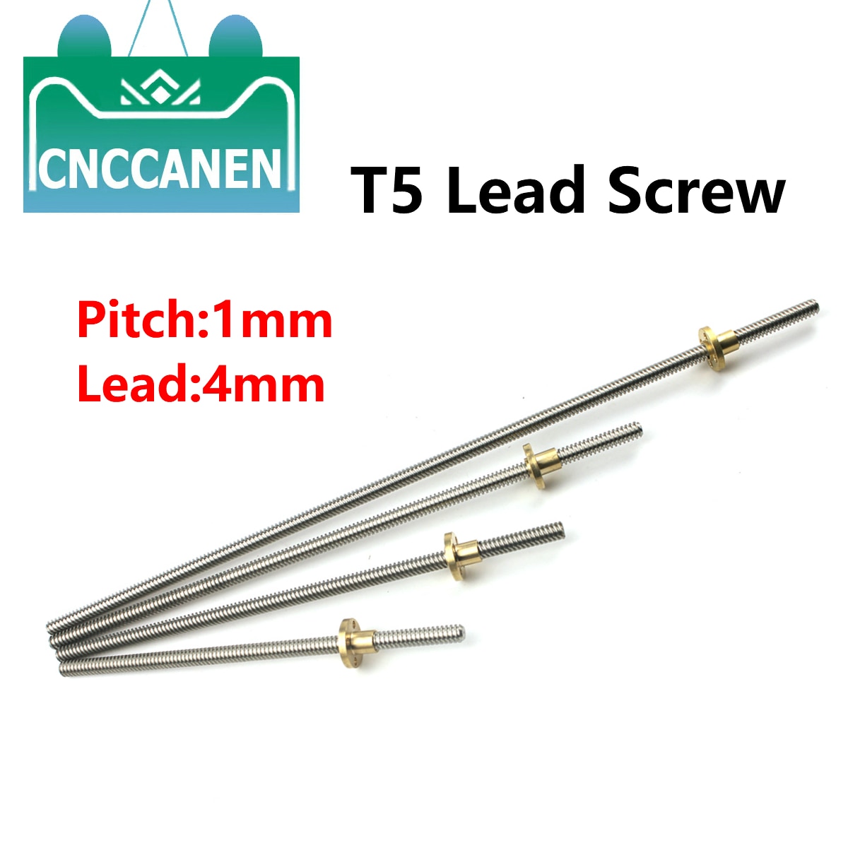 T5 Lead Screw Picth 1mm Lead 4mm For 3D Printer 100mm~ 1000mm + Brass Nut For 3D Printer Parts
