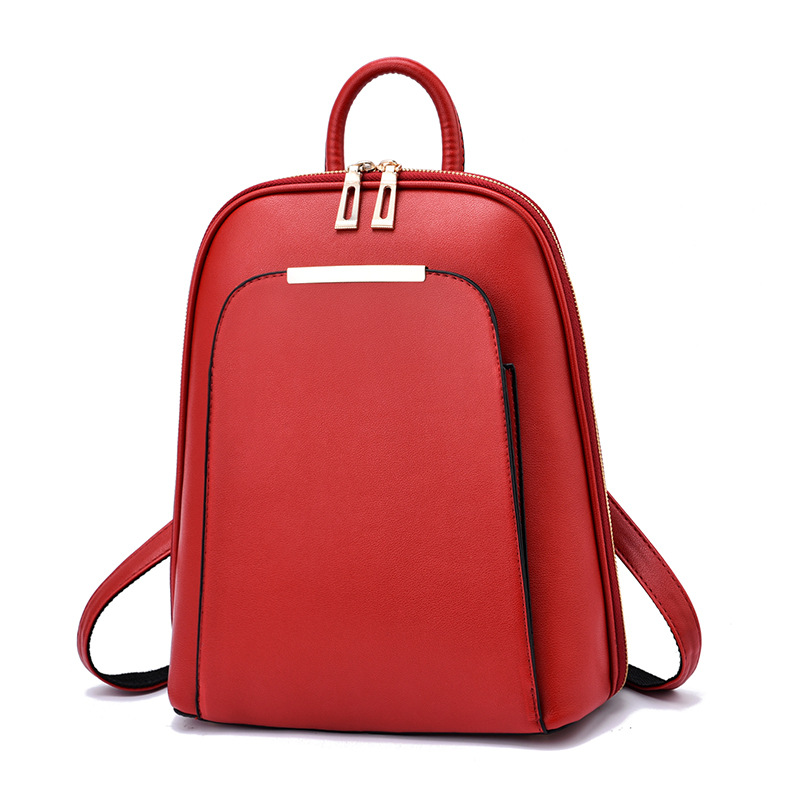 2024 neue Luxus Frauen Rucksack Zarte Leder Schulter Tasche Frauen Rucksack Mädchen Schule Rucksack Schul: Burgunderrot