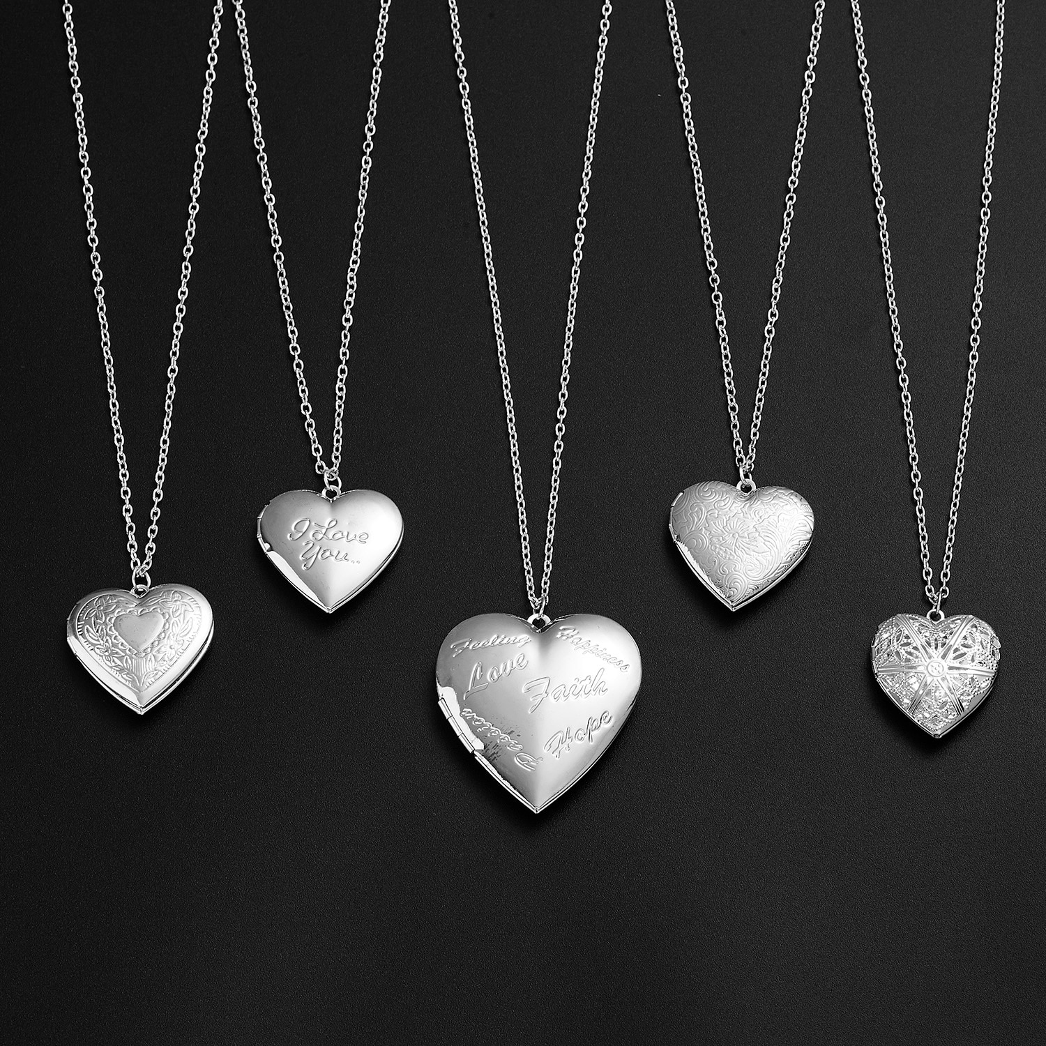 Collar con medallón para fotos, colgante familiar en forma de corazón para mujeres y hombres, de Navidad para niños