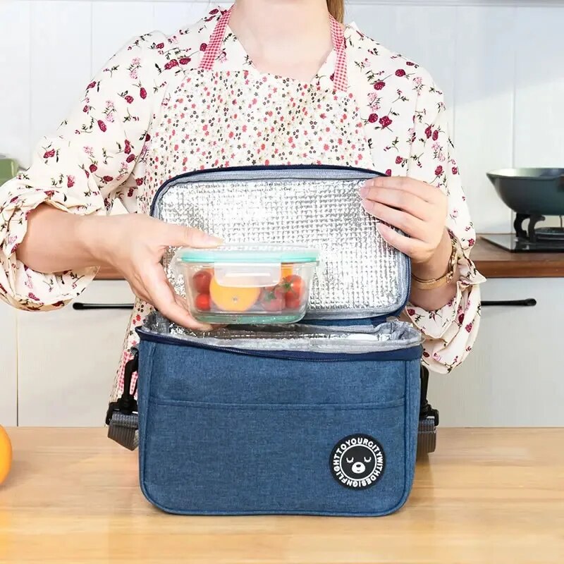 draagbare lunchtas Voedsel thermische doos Waterdichte kantoorkoeler Lunchbox met schouderriem Geïsoleerde tas