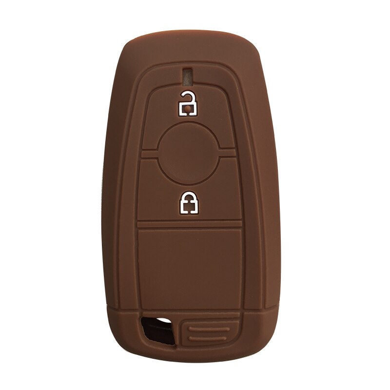 Silicone Key Case Cover for Ford EcoSport - Keyless Fob Shell Skin Keyring Key Chain Holder Protector for Keychain Alarm: brown