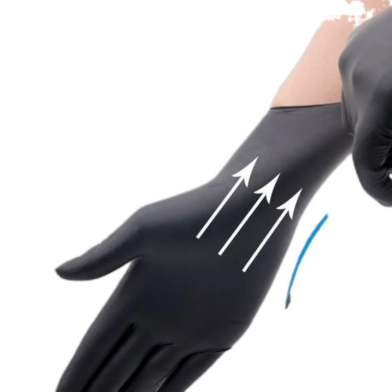 20 PCS Disposable Gloves Thickened Latex Black Composite Nitrile Labor Protection Cleaning Protection: S