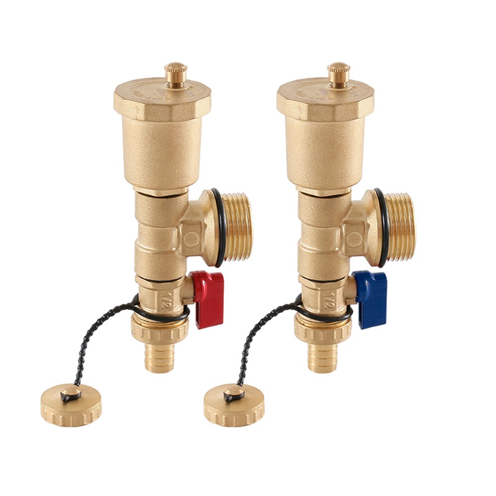 Floor Heating Water Trap End 1 Inch Outer Wire Three Tail Piece Automatic Exhaust Valve Sub-collector Red And Blue Suit